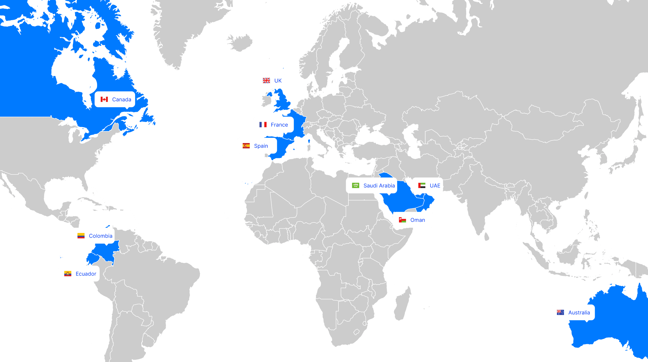 Mapa de países con reguladores integrados — Booka