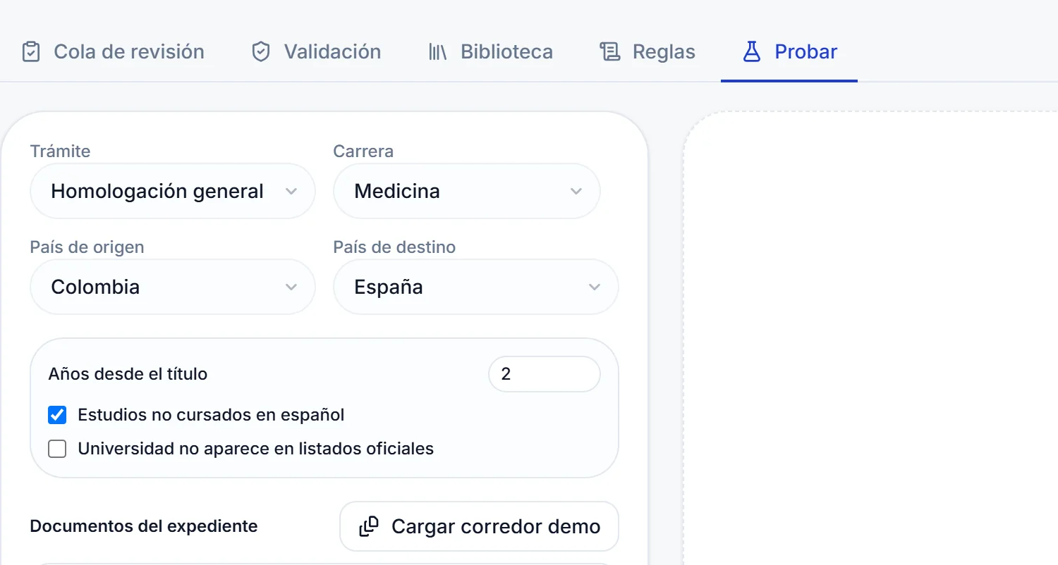 Cerebro de Booka — prueba de una homologación por carrera y corredor de países